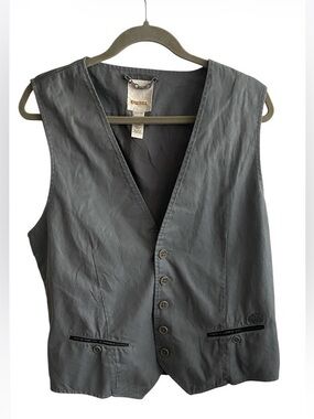 Diesel Charcoal Gray Button-Up Vest